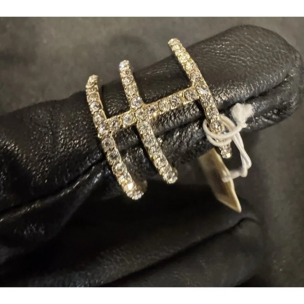 NEW AND LOVELY Fashion CZ 3 Row Stacked Ring Women 9.5